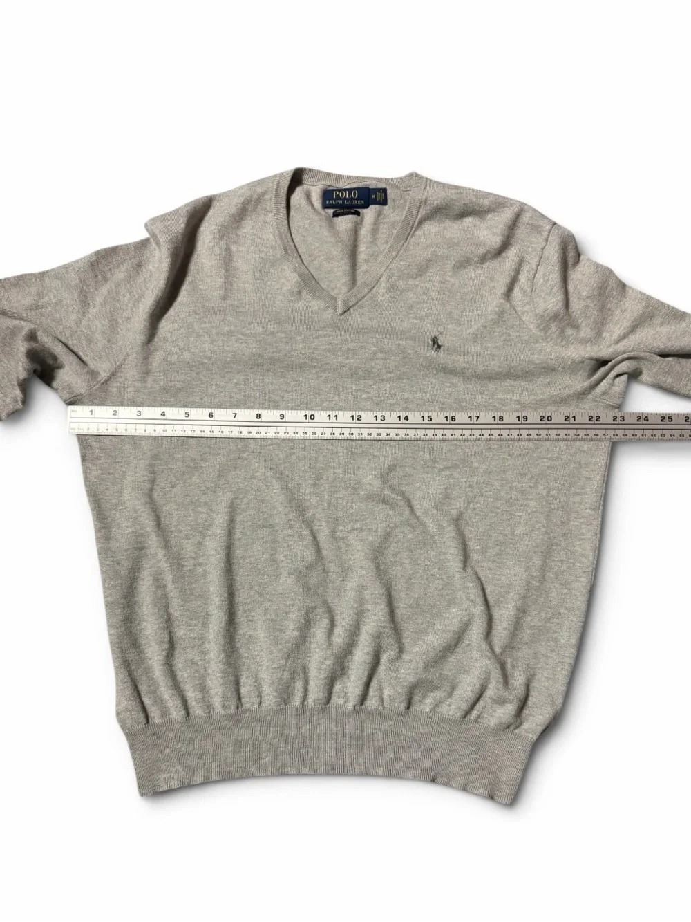 Polo Ralph Lauren Gray Pima Cotton V-Neck Sweater M